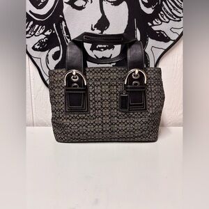 Coach Soho Signature Mini C's Black Gray Canvas and leather bag